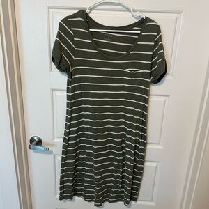 Sonoma Striped Green and White T-Shirt Dress